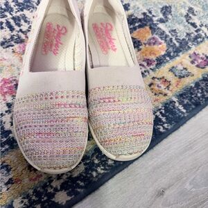 Skechers Women’s Pastel Knit Slip-On Flats in Light Pink